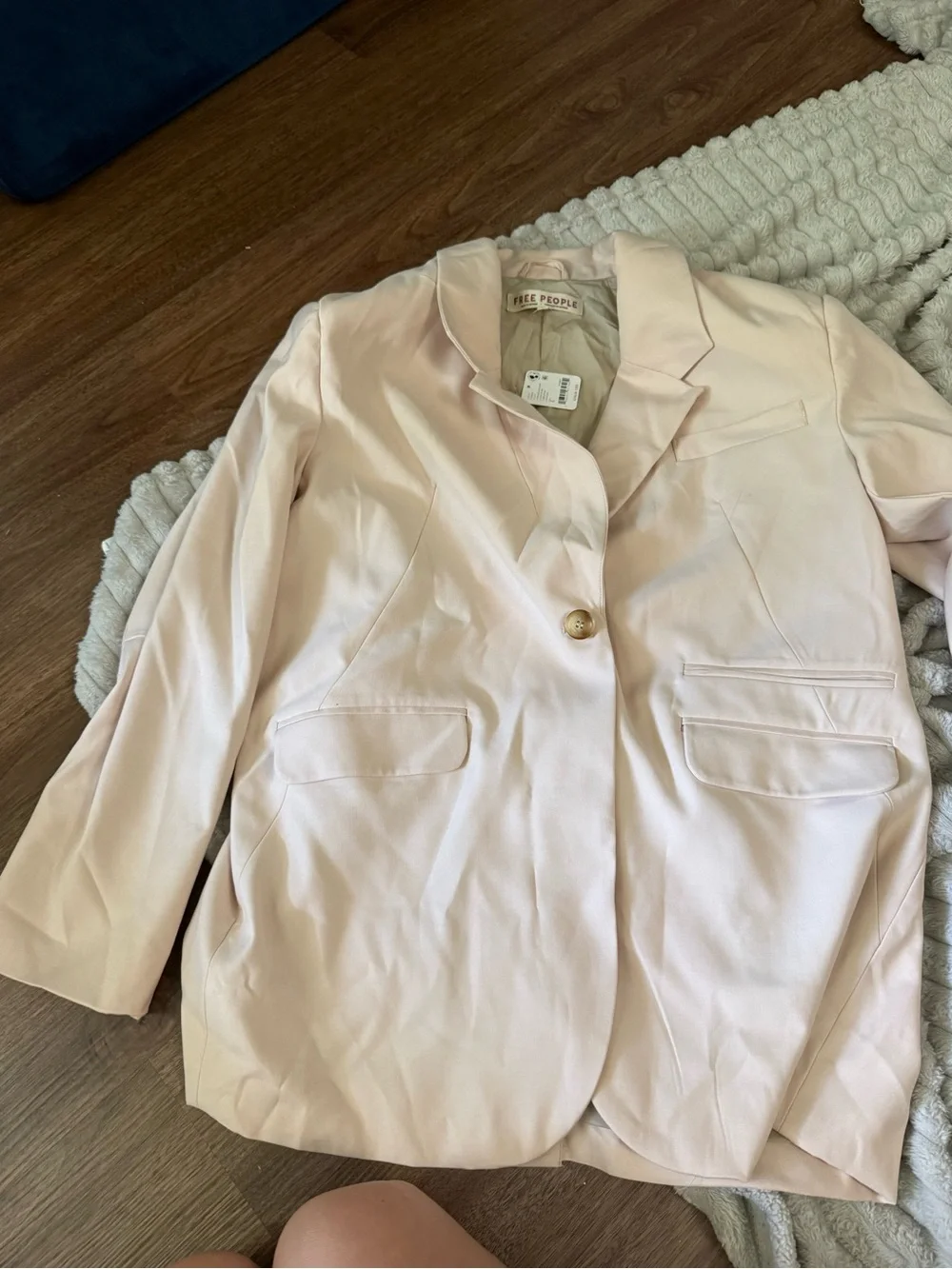 Free People Pale Pink Single-Button Blazer